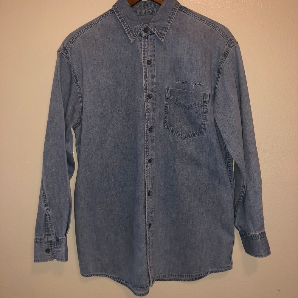 Calvin Klein Light Wash Denim 100% Cotton Shirt